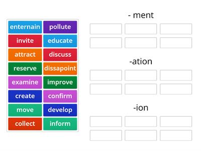 Noun suffixes (-ion, -ation, -ment