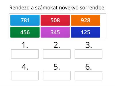 Természetes számok sorba rendezése 1000-ig