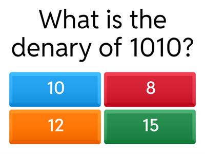 Binary to Denary Conversion Quiz