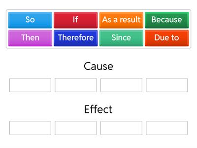 Cause and Effect transition word sort 