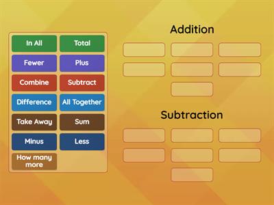 Adding & Subtracting Math Action Words