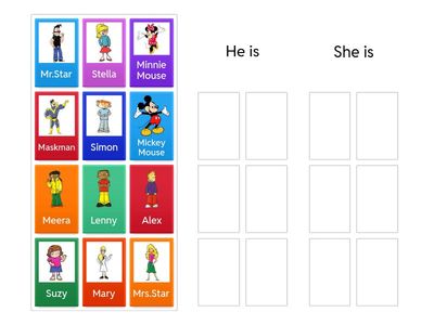 He She  Group sort. Easy 2