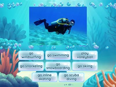 Activities and sports: on vacation