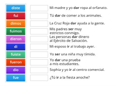 Preterite Tense of IR/SER & DAR