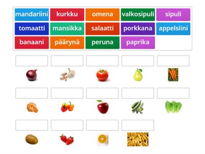 Hedelmät ja vihannekset: Etsi parit