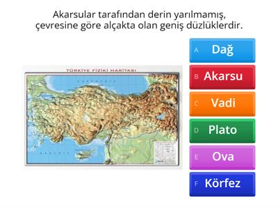 SB.5.3.1. Haritalar üzerinde yaşadığı yer ve çevresinin yeryüzü şekillerini genel olarak açıklar.