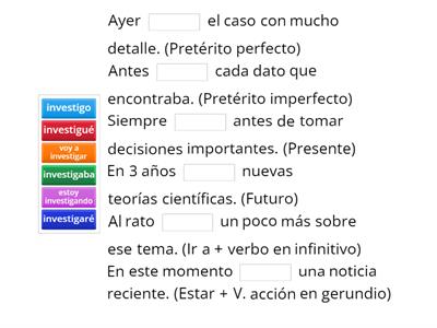 AYER, ANTES, SIEMPRE, EN X AÑOS, AL RATO, EN ESTE MOMENTO.