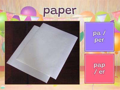 VCV and VCCV syllable division 