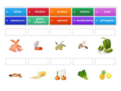 Pizza toppings: match! -- Bright Ideas 3, Unit 4