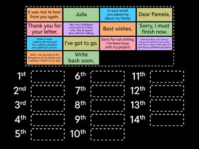 Email structure. Put these sentences into the correct order.