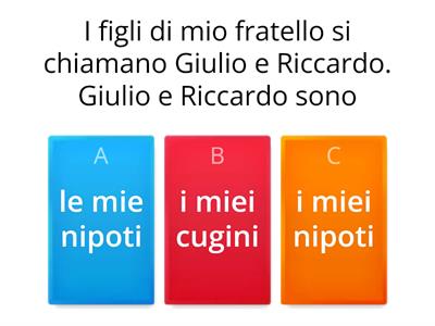 La famiglia e gli aggettivi possessivi