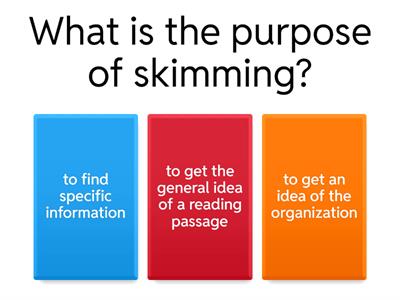 Skimming-Comprehension Quiz