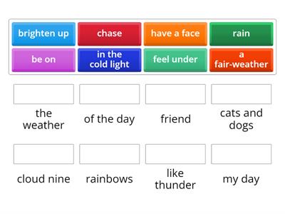 Weather idioms (match the parts)