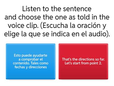 LISTENING (1 to 99) This may help you as checking on contents Such as dates and adresses. 