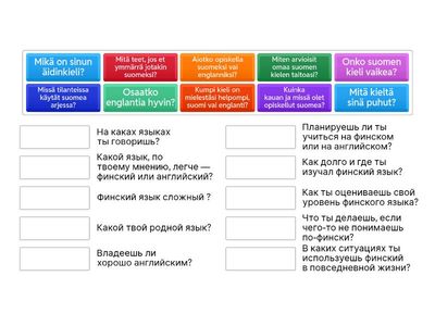 Haastattelu. Kysymykset kielestä.  