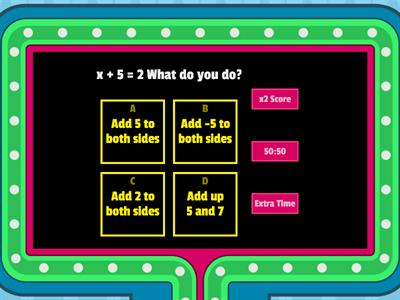 Review One Step Equations + and - 