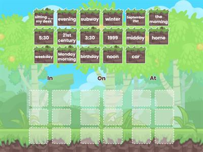 in on at prepositions