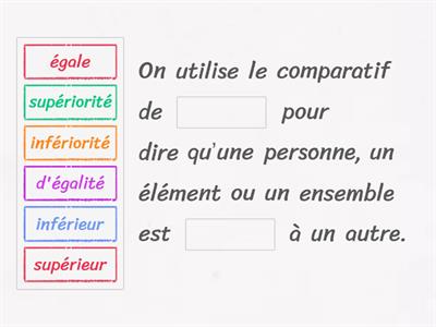 Le comparatif de supériorité