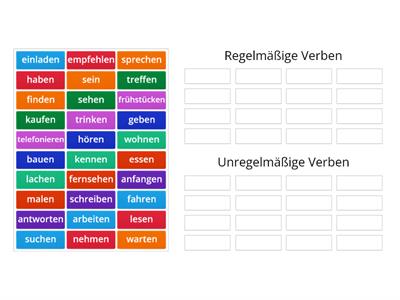 Regelmäßige und unregelmäßige Verben A1 Wiederholung