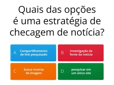 Jogo de questões sobre fakenews