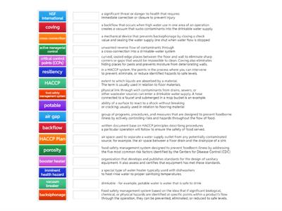 ServSafe Ch. 10-11 Matching