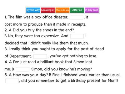 adverbs/adverbials sentences