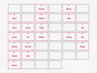 LIST OF VERBS PAST PARTICIPLE 