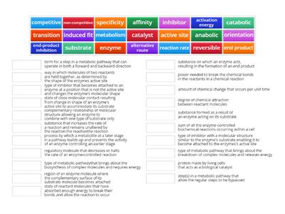 Unit 1.6 - Metabolic pathways glossary