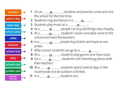 An announcement (school events)