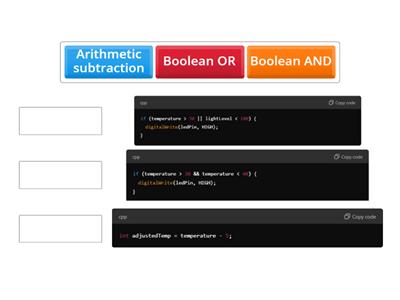 Identify the operator and explain what it does in the code snippets