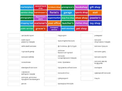 Types of shops and services