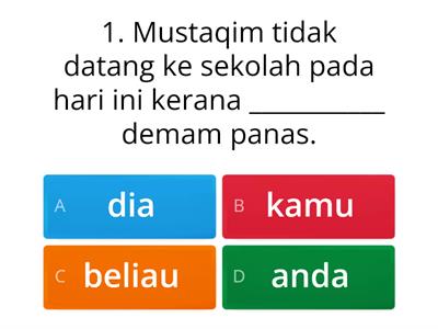 KUIZ KATA GANTI NAMA DIRI