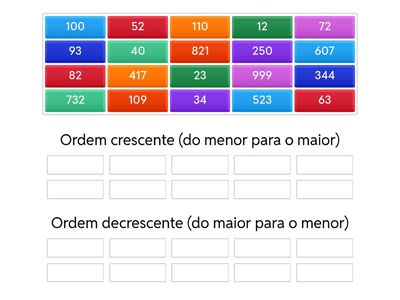 Ordem crescente  e decrescente
