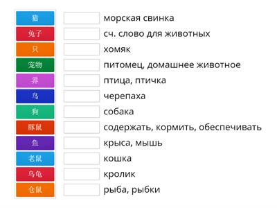 宠物 питомцы, домашние животные (иероглифы без чтения - перевод)