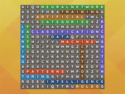 Artifical Intelligence Wordsearch