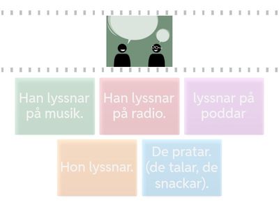 Vad gör de?  (presens ar-verb, grupp 1, tema: languages and communication) find the match