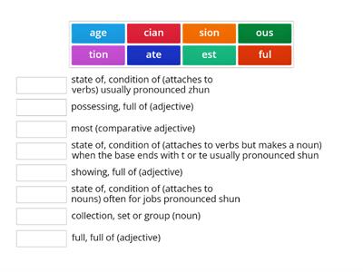 Anglo-Saxon and Latin suffixes