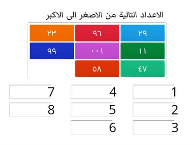 ترتيب الاعداد رياضيات ثاني