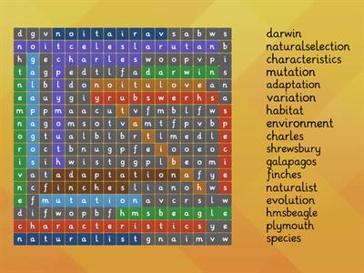  Darwin wordsearch Year 6