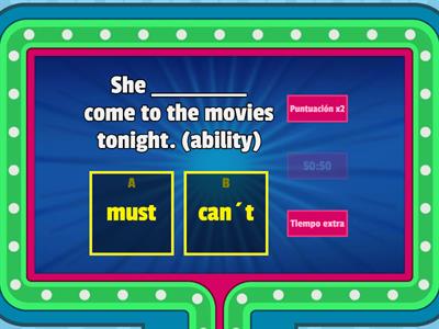 Modal Verbs can, could, must, shall.