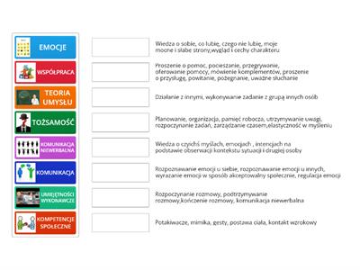 Umiejętności społeczne, połącz w pary