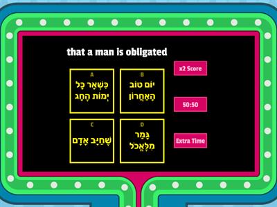 Mishnayos Sukkah - Perek 4 - Mishna 8 Gameshow