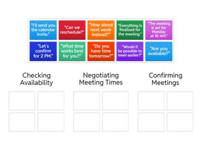 Meeting Vocabulary Matching - BE A1/A2