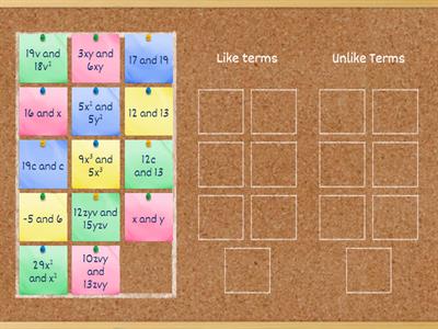 Like and Unlike Terms Sort