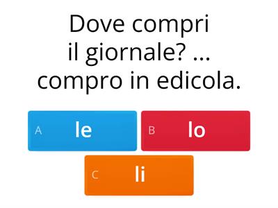 Pronomi diretti quiz