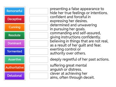 Lady Macbeth Tier 2 Vocabulary Definitions