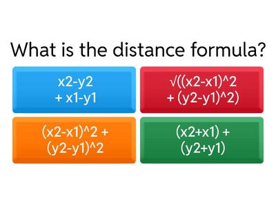 Distance Formula Quiz