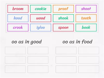 Two sounds of oo sort