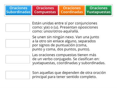 ORACIONES COMPUESTAS POR YUXTAPOSICIÓN,  COORDINACIÓN Y SUBORDINACIÓN