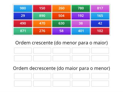 Ordem crescente e decrescente